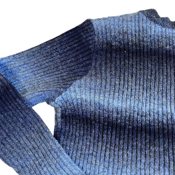 Alfred Dunner MP Blue Striped Ombre Cable Knit  Sweater Scallped Trims Acrylic - Picture 14 of 16